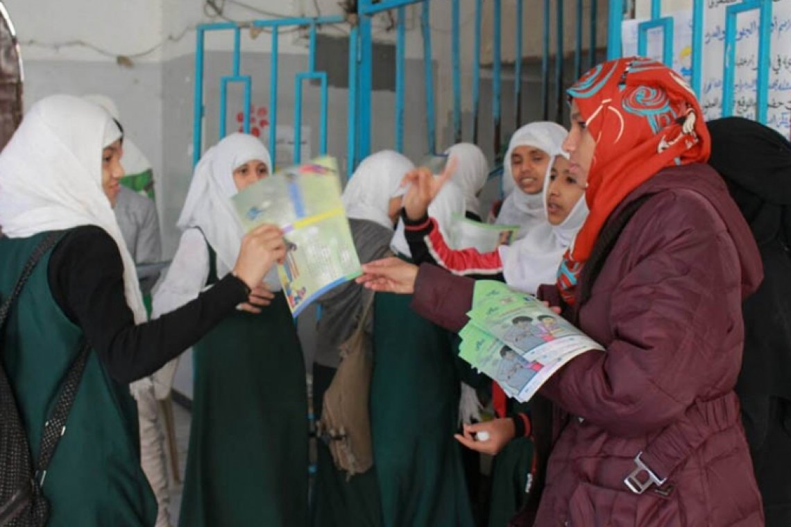 التنوير تواصل حملات التوعوية الصحية بمخاطر "الكوليرا والدفتيريا " في عدة مدارس تابعة  لمحافظة اب - اليمن